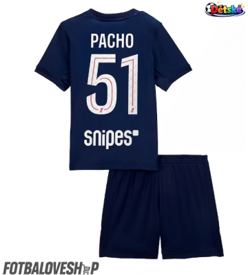 Paris Saint-Germain Willian Pacho #51 Dětské Domácí Dres 2025-26 Krátký Rukáv (+ trenýrky)